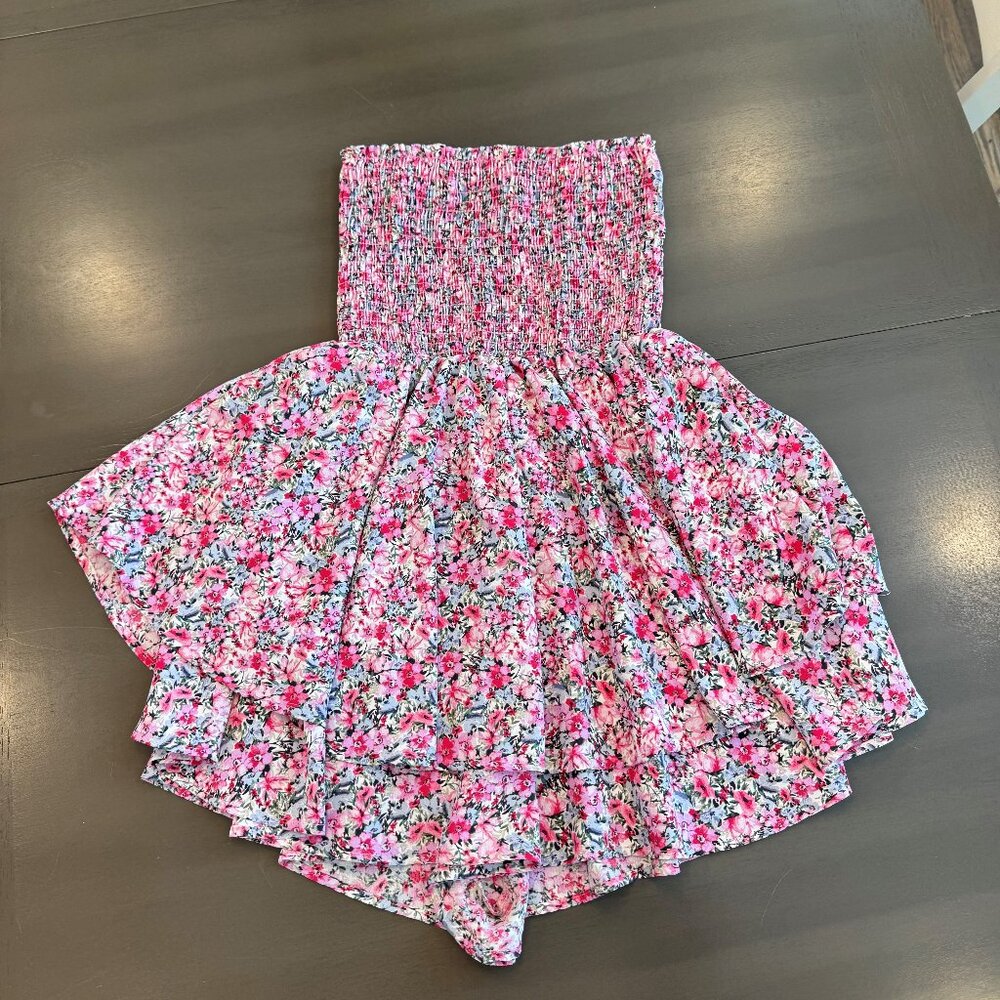 Skylar Rose Floral Strapless Romper Dress